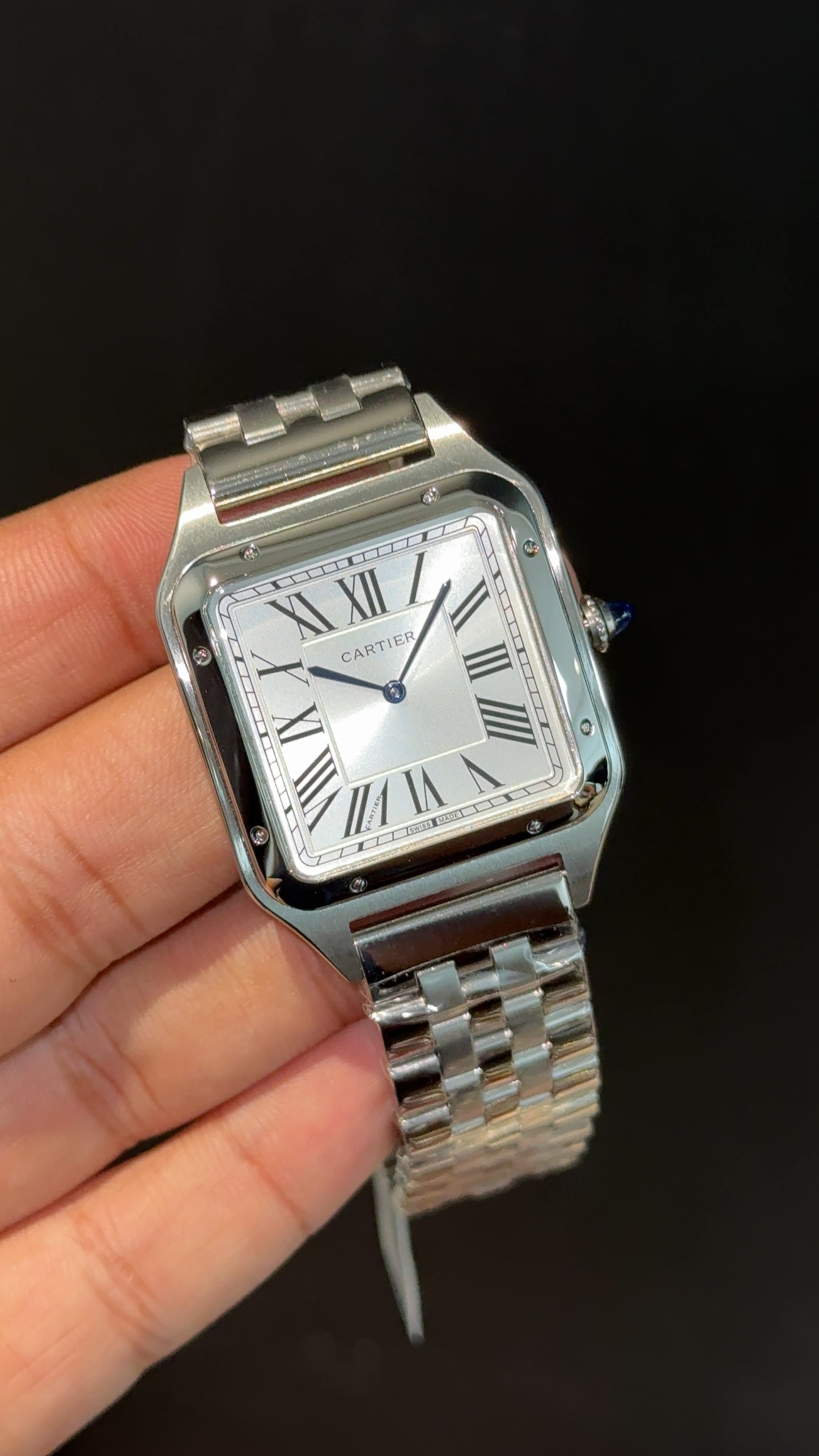 Santos De Cartier | Slim Edition | Silver Chain | White Dial