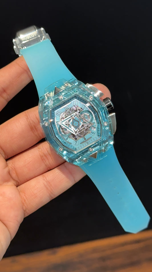 Premium Hublot | Maikou Bode Edition | Skeleton | Sky blue Strap | Sky Blue Dial - twentyfour