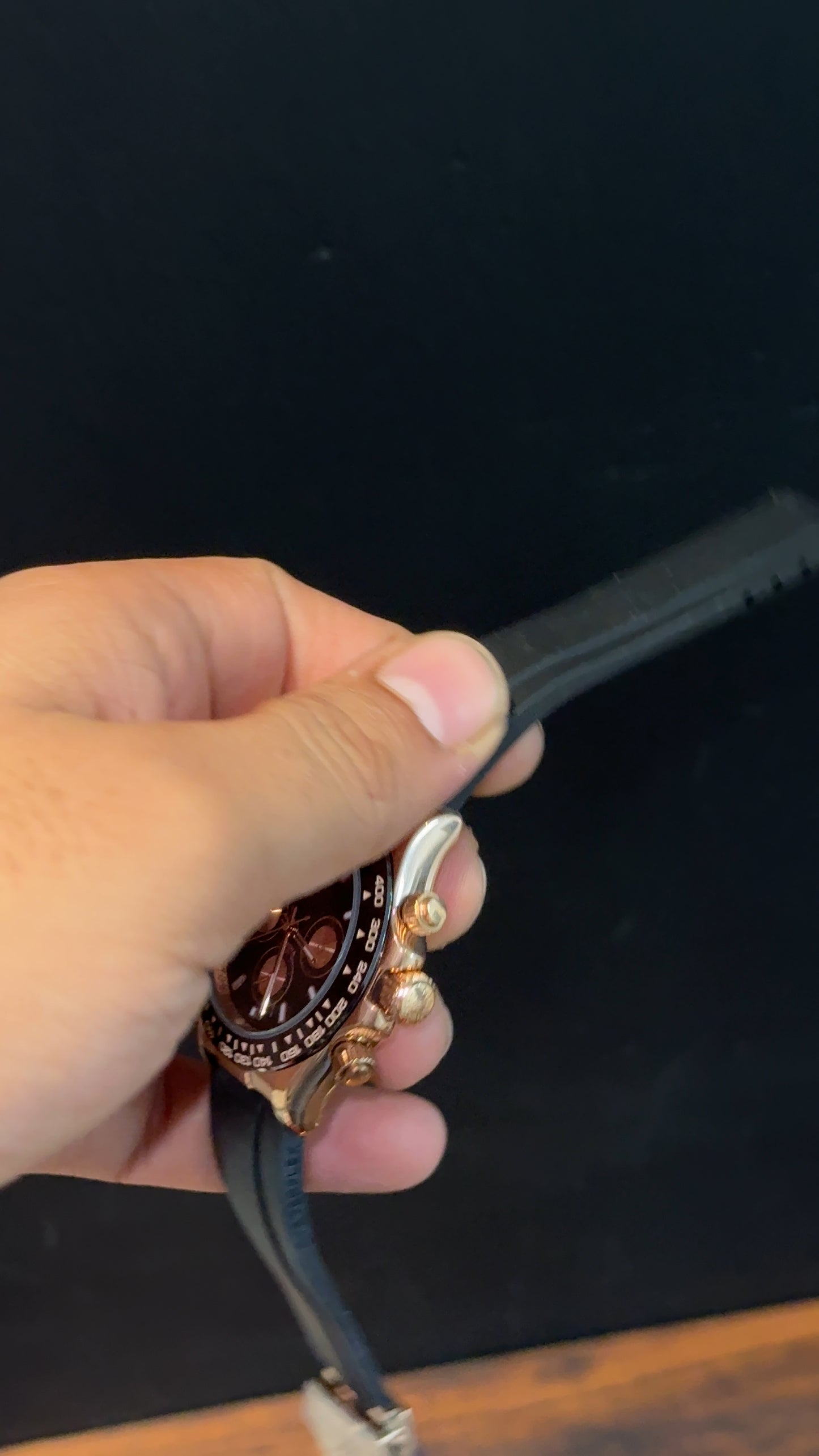 Daytona | Rose | Pvc Strap | Rose Chrono | Black Dial