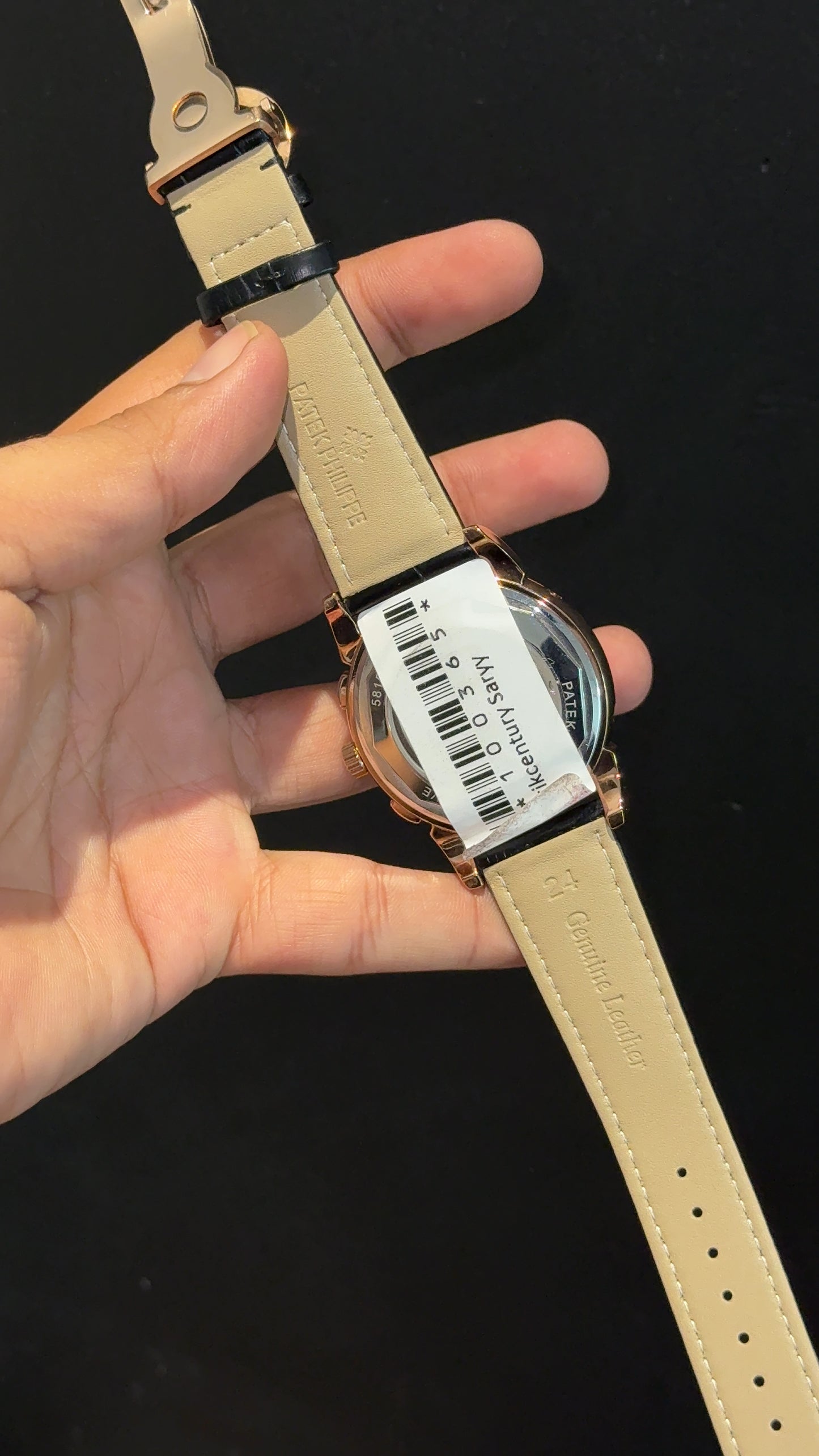 Patek Century | Auto | Rose Case | Moonphase | White Diamond Dial | Black Leather Strap - twentyfour