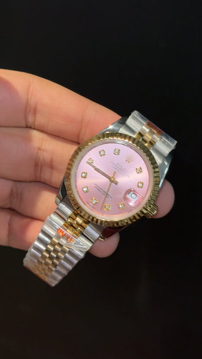 Datejusy | 36mm | Gold Two Tone  | Pinkish Diamond Dial