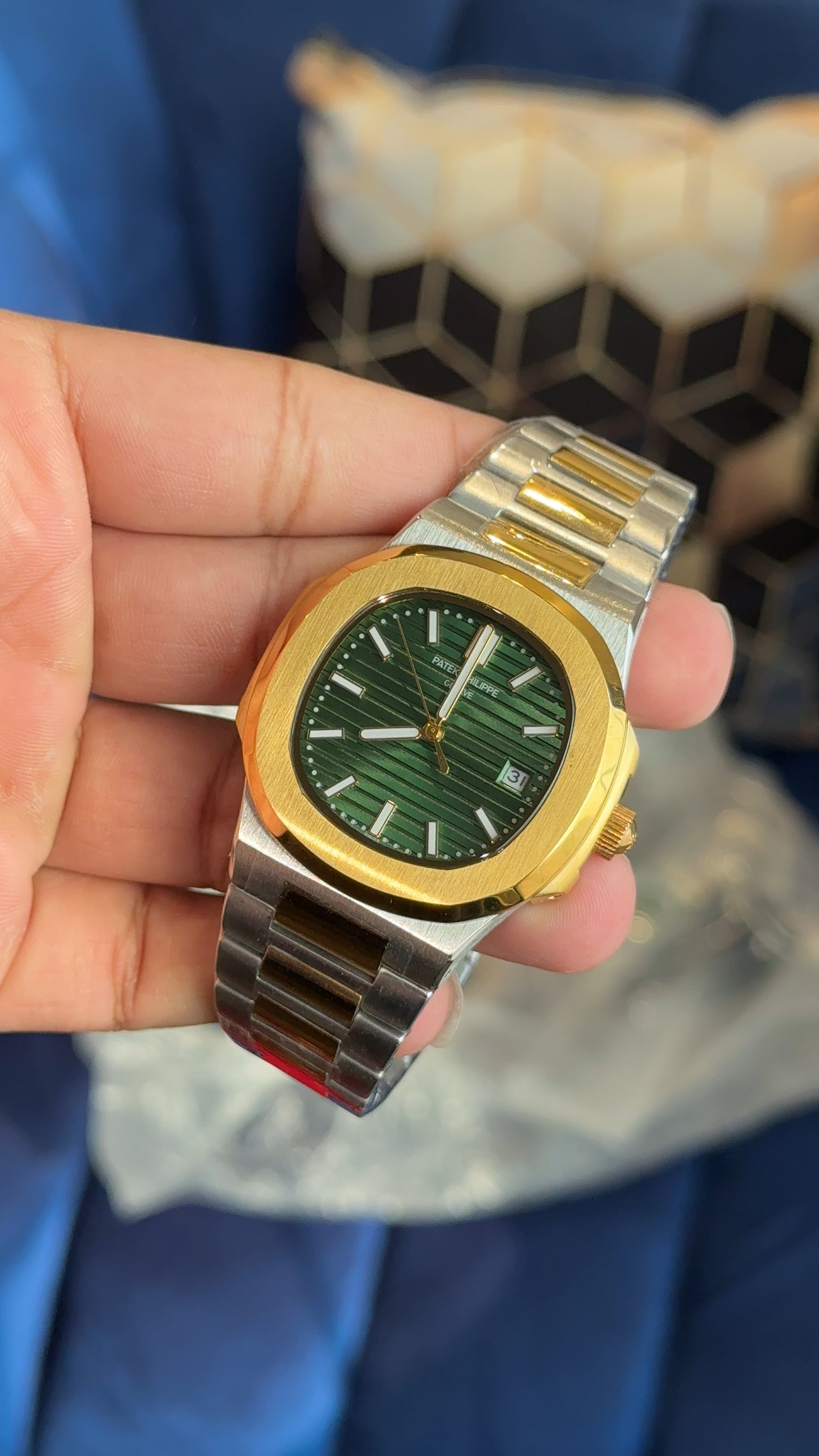 PP Auto | Gold Two Tone | Green Dial