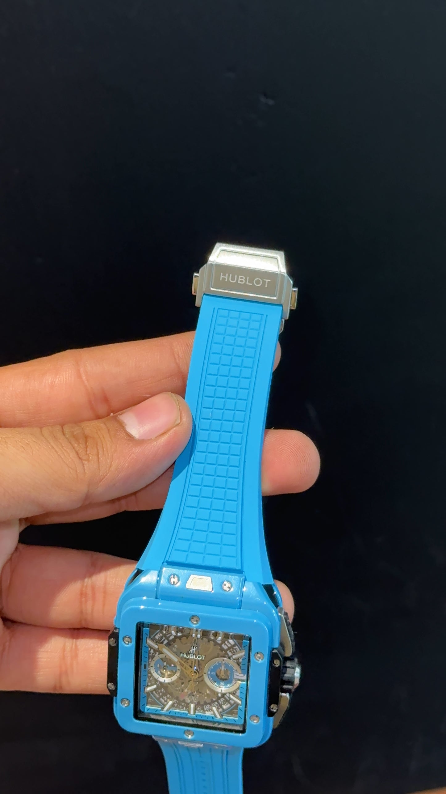 Premium Hublot Square | Big Bang Unico Edition | Blue Ceramic Strap | Blue Dial