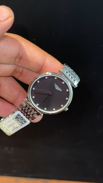 Longines | Silver Chain | Black Diamond Dial - twentyfour