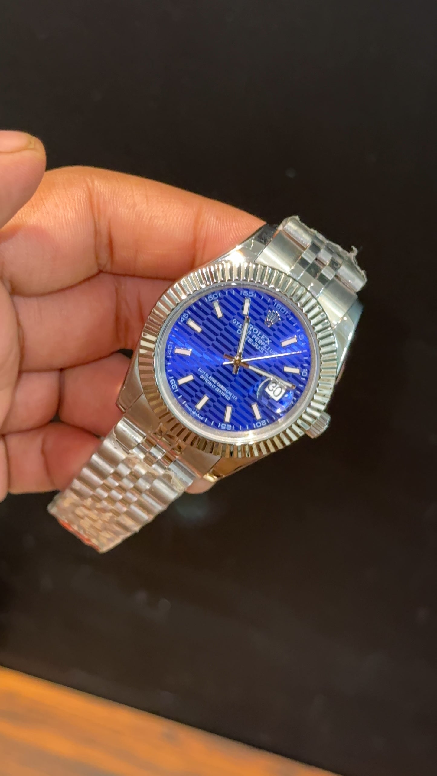 Datejust | Silver Chain | Dark Blue Lines Dial - twentyfour