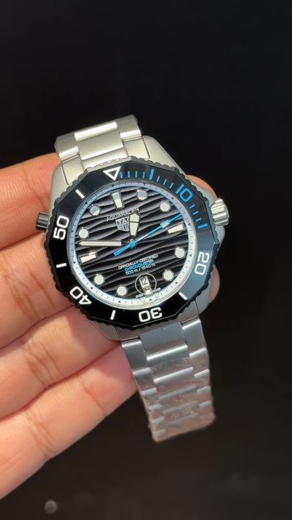 Tag Aquaracer | Silver Chain | Black Bezel | Blue Needles | Black Dial