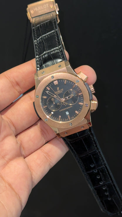 Hublot | Rose Case | Chrono | Black Strap | Black Dial