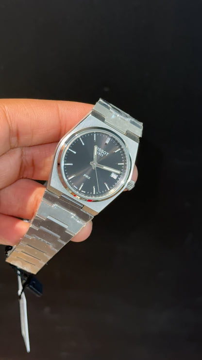 Tissot Prx | Quartz | Silver Chain | 35mm | Black Plain Dial - twentyfour