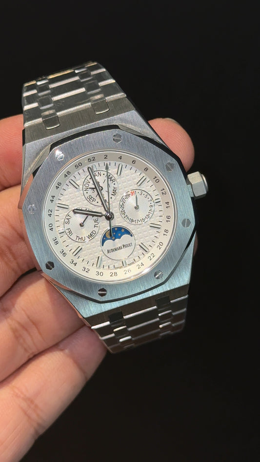 AP Auto | Silver Chain | Chrono | Calendar Edition | White Dial