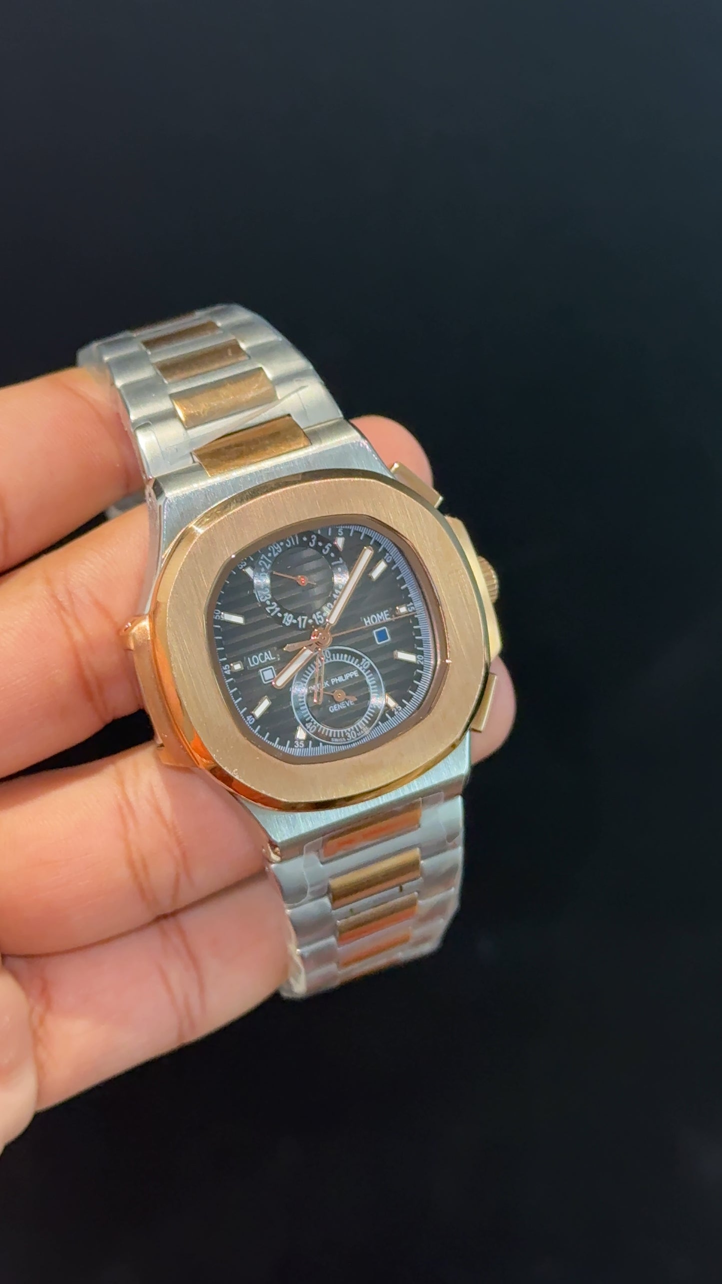PP Auto | Rose Two Tone | Dual Time Edition | Grey Dial