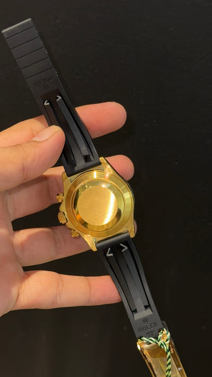 Daytona | Gold | Black Pvc Strap | Black Chrono | Tiffany Dial