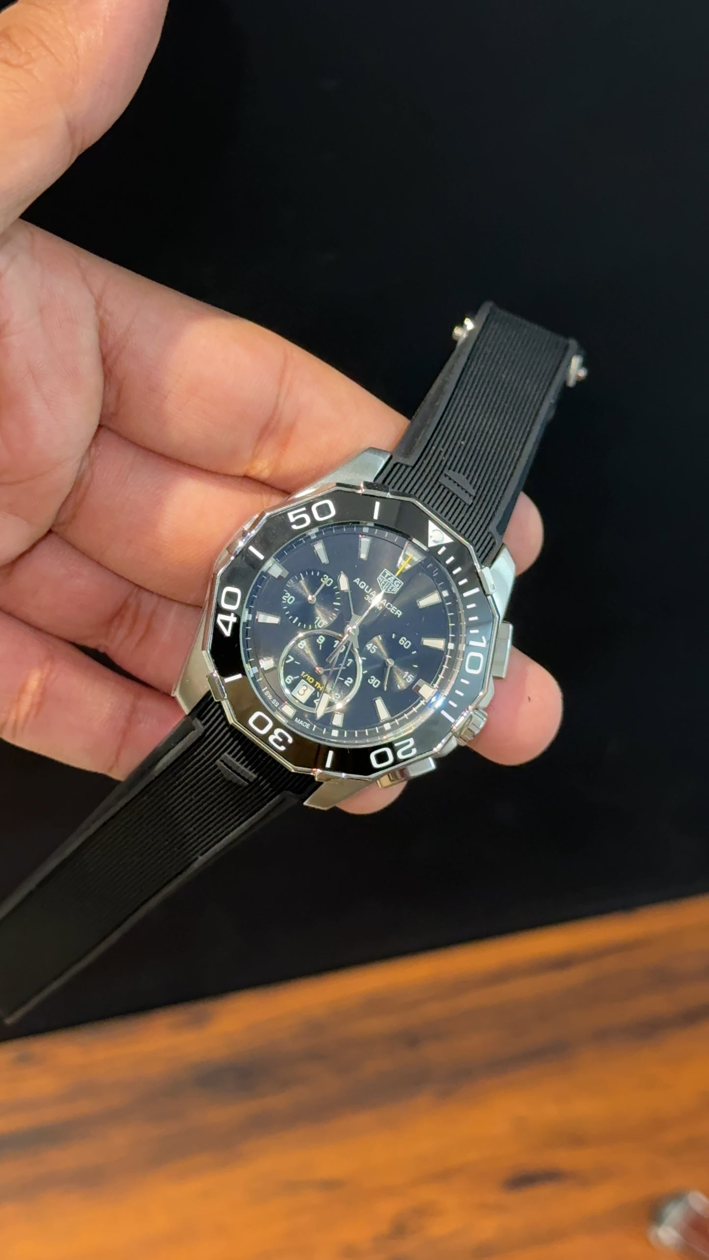 Aquaracer | Black Strap | Black Bezel | Chrono | Black  Dial