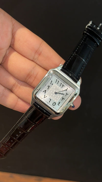 Cartier Dumont Lacquer | Silver Case | Black Leather Strap | White Arabic Dial - twentyfour