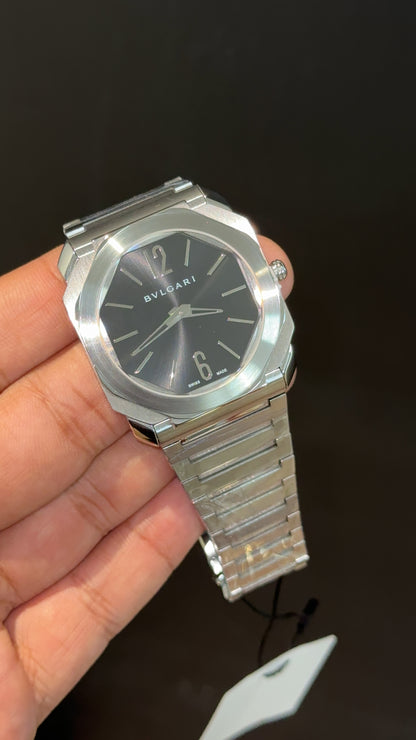 Bvlgari | Silver Chain | Black Dial