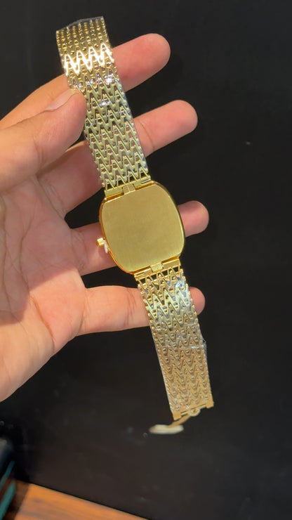 Pp Ellipse | Gold Mesh Chain | White Ebony Dial