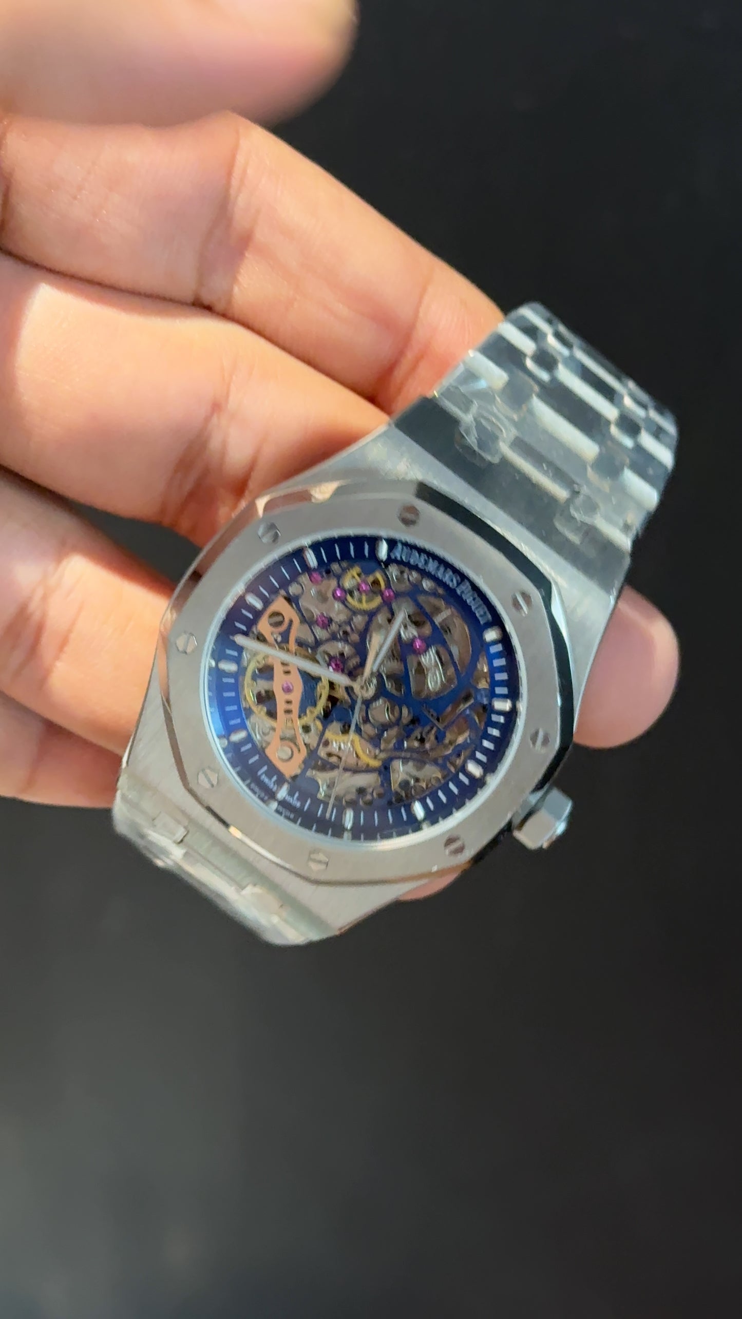 AP Skeleton | Silver Chain | Blue Dial