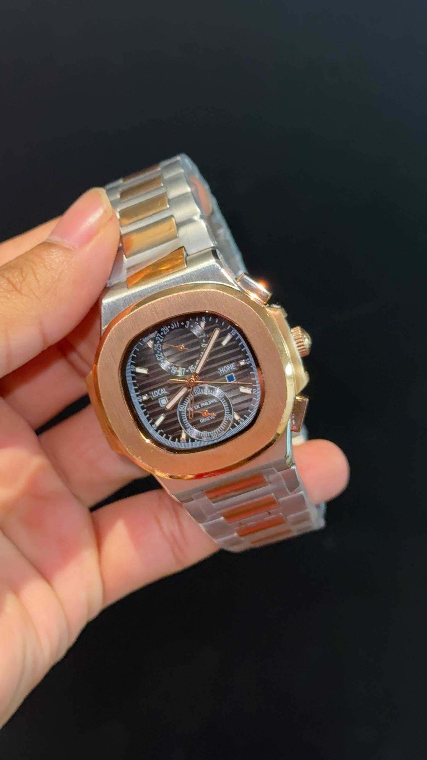 PP Auto | Rose Two Tone | Dual Time Edition | Grey Dial