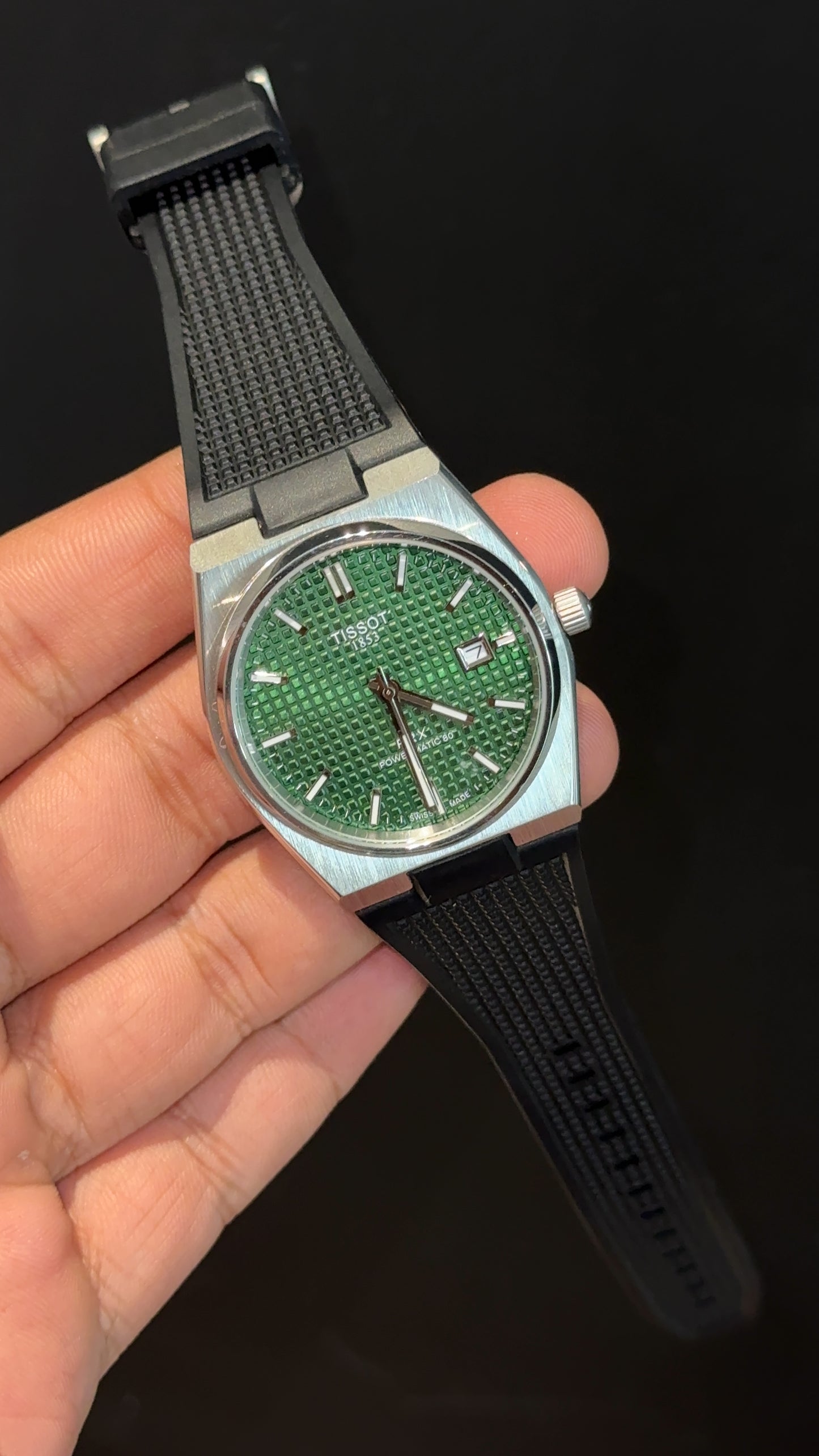 Tissot Prx | Quartz | Black Silicone Strap | Green Texture Dial