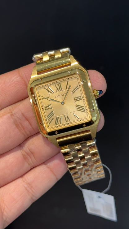 Santos De Cartier | Slim Edition | Gold Chain | Gold Dial