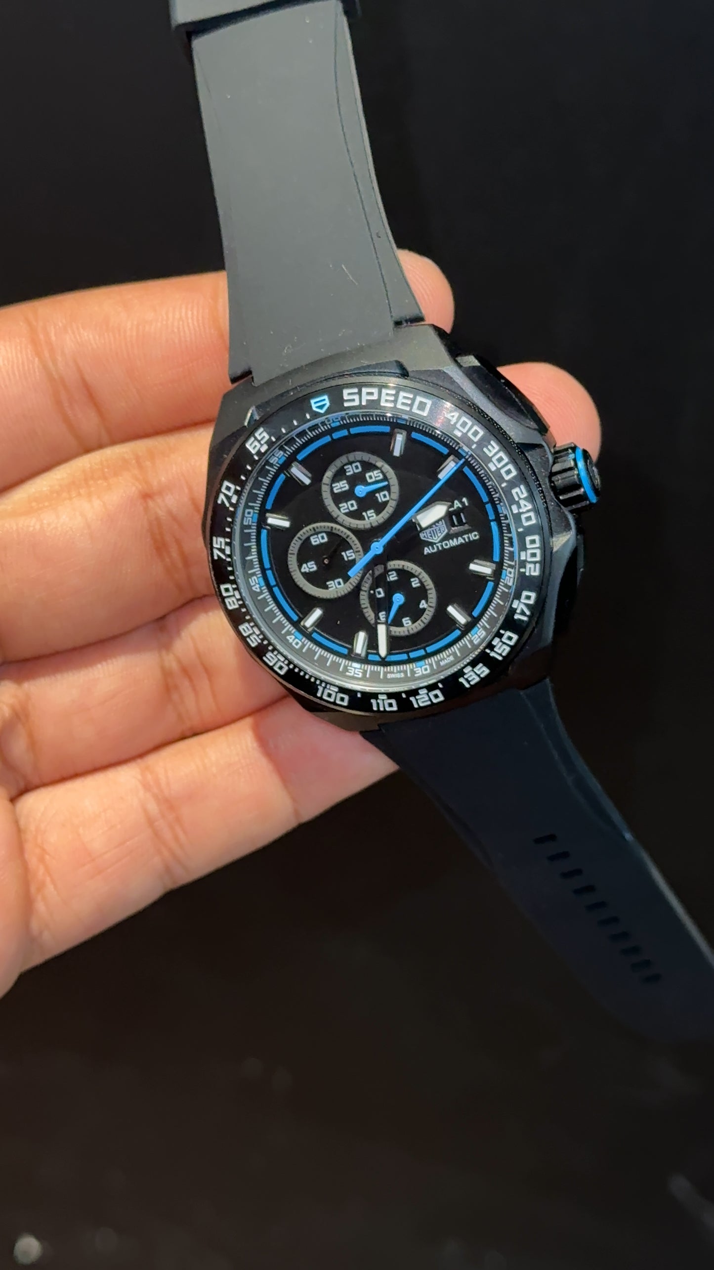 Tag A1 | Black Strap | Chrono | Black Plain Dial