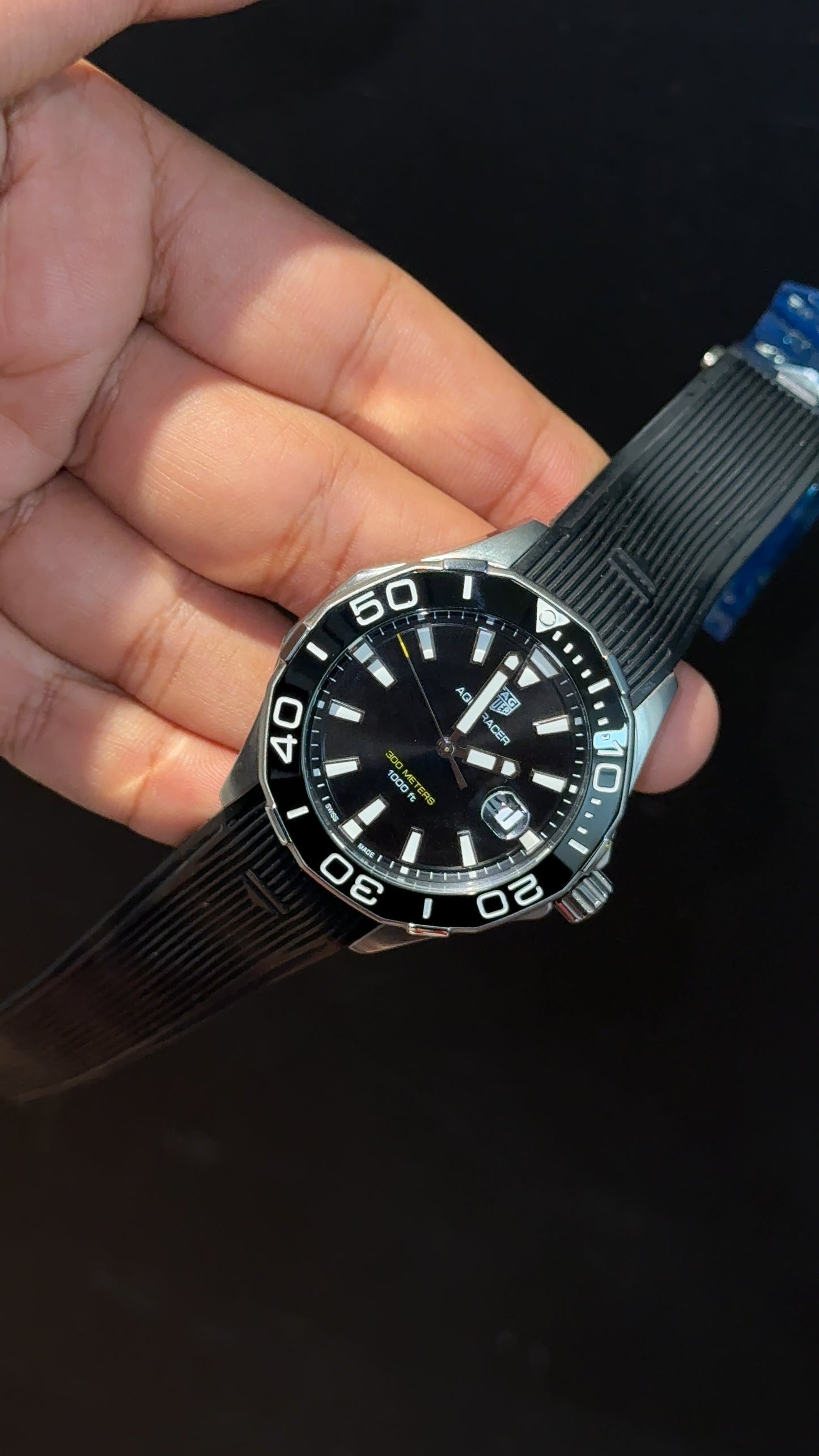 Tag Aquaracer | Black Silicone Strap | Black Bezel | Black Dial