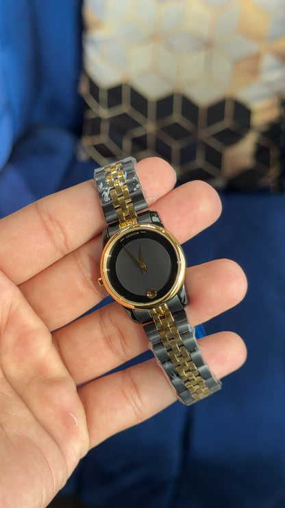 Movado | Women | Gold Two Tone | Black Plain Dial