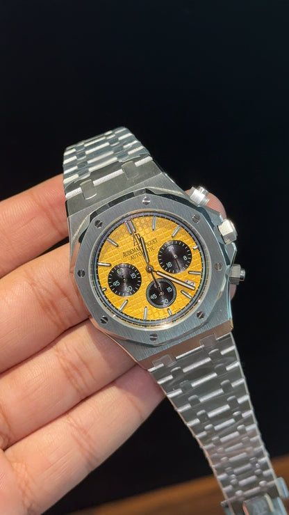 AP | Black Chrono | Silver Chain | Yellow Box Dial - twentyfour