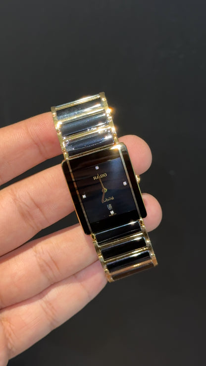Rado Integral | Gold Black Two Tone | Black Dial