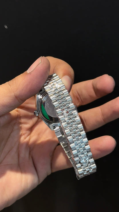 Premium DateJust | Eveline | Diamond Bezel | 30mm | Women | Silver Chain | Silver Dial
