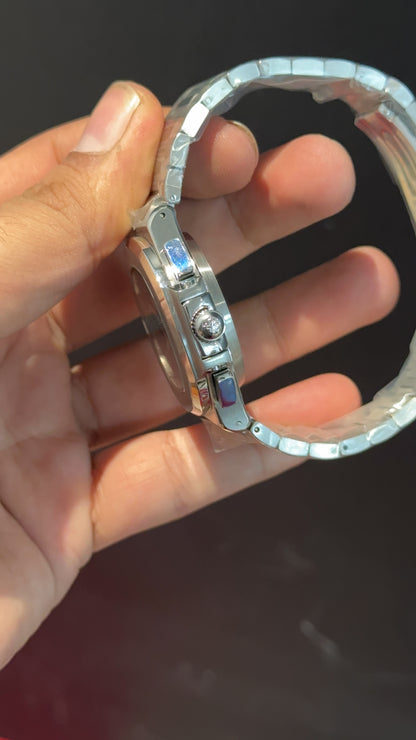 PP Auto | Single Time Edition | Silver Chain | Dark Blue Dial