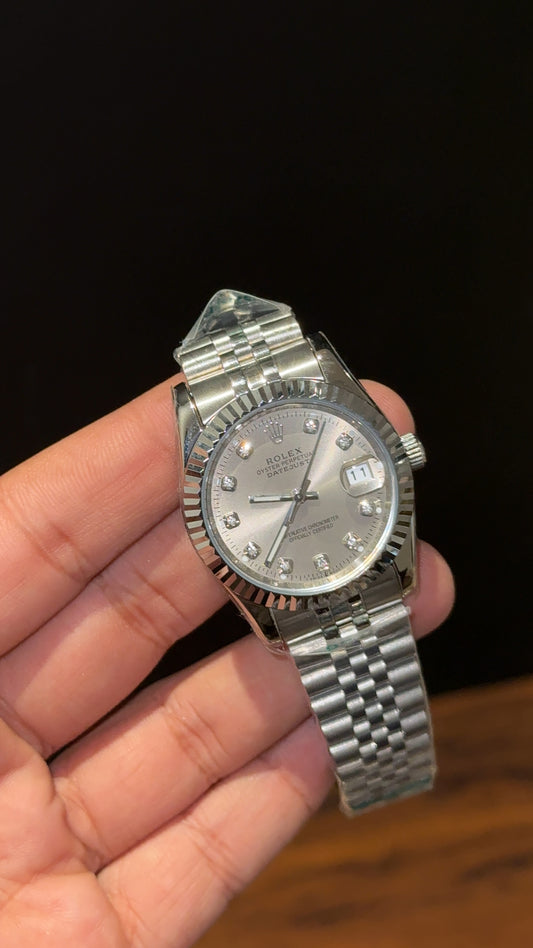 Datejust | 36mm | Silver Chain | Grey Diamond Dial