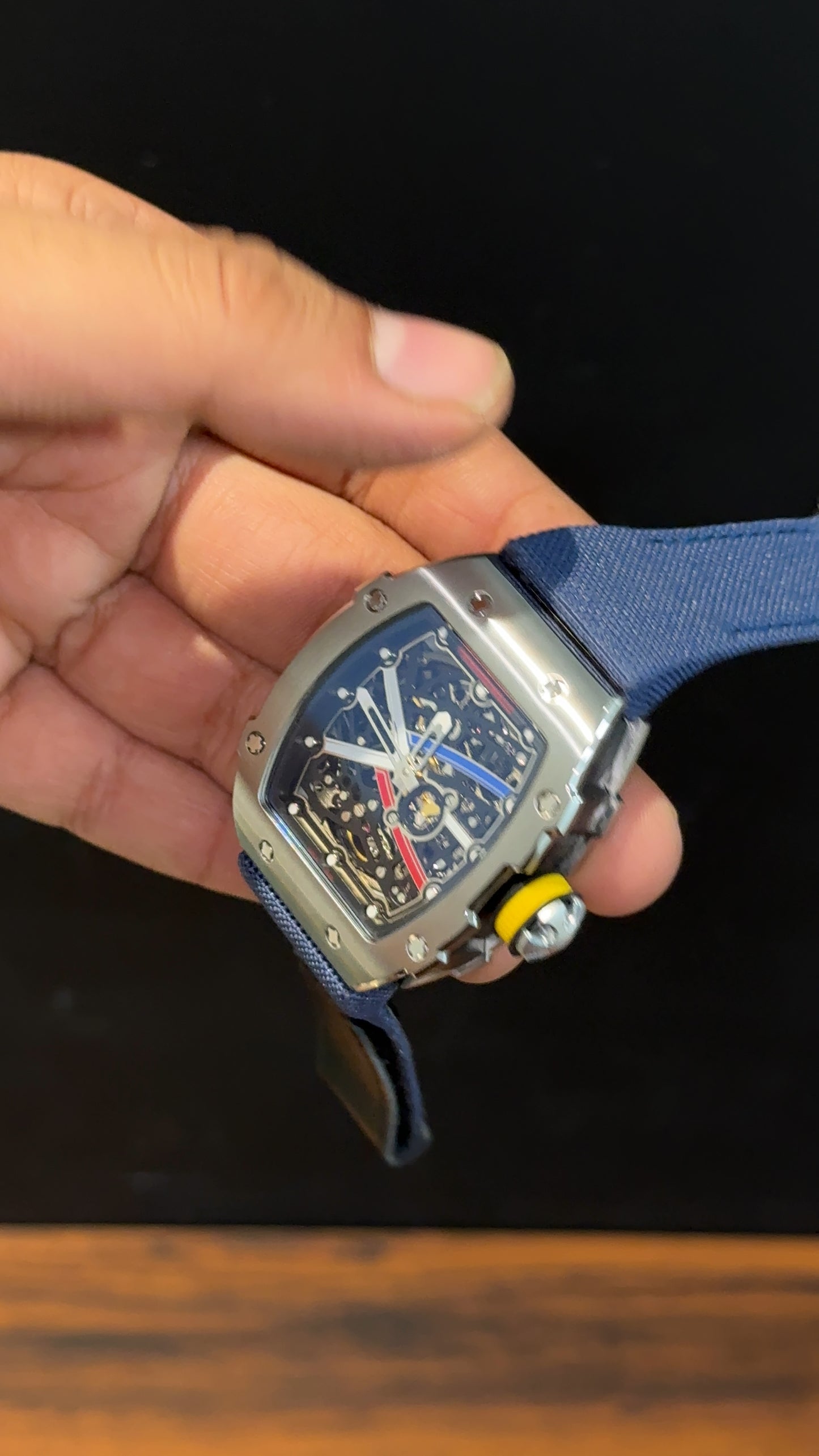 Premium Richard Mille | Silver | RM 67-02 Edition | Blue Strap | Skeleton | Black Dial