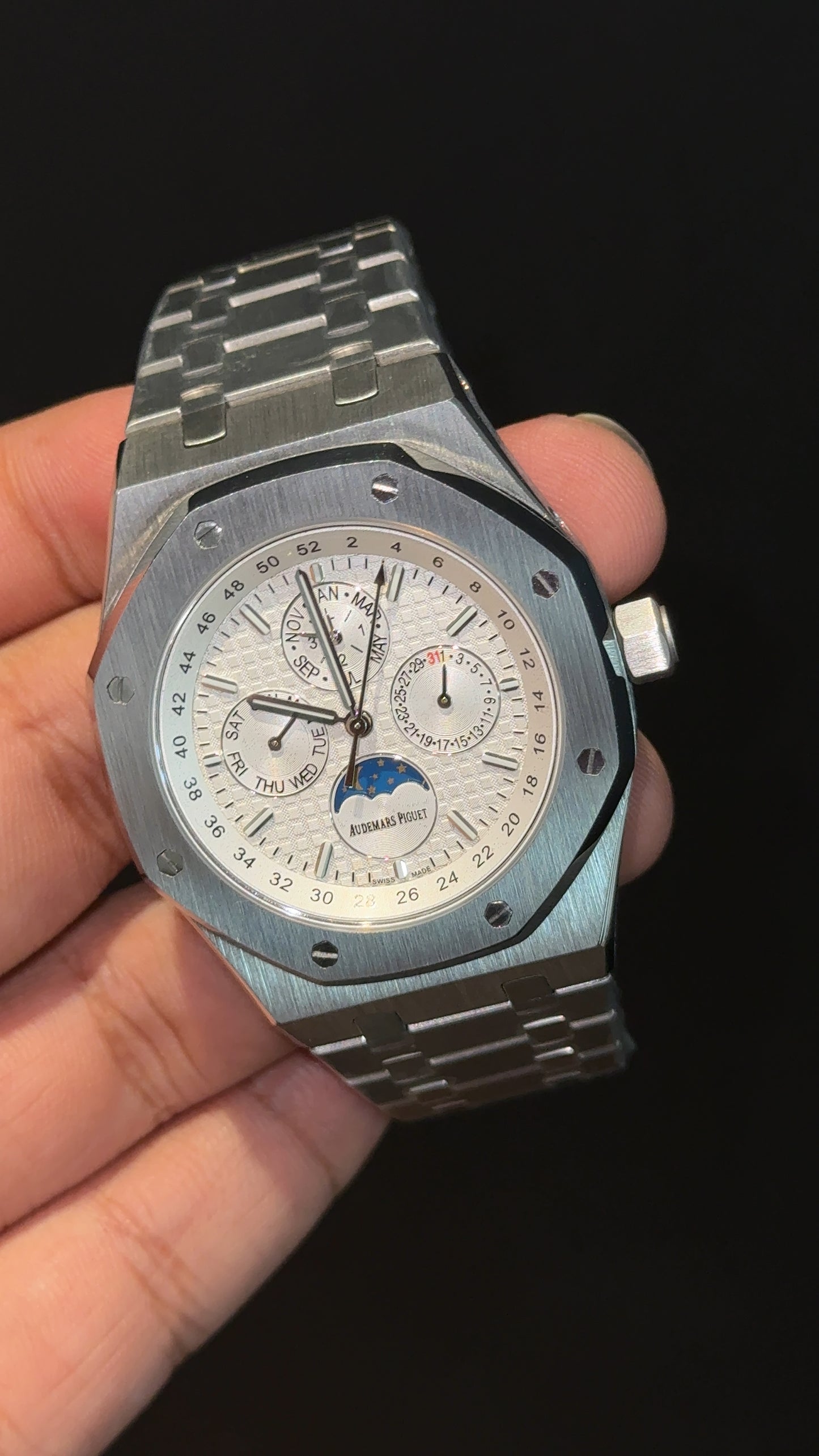 AP Auto | Silver Chain | Chrono | Calendar Edition | White Dial