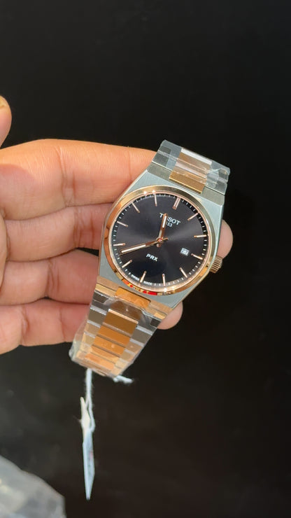 Tissot Prx | Quartz | Rose Two Tone | Black Plain Dial - twentyfour