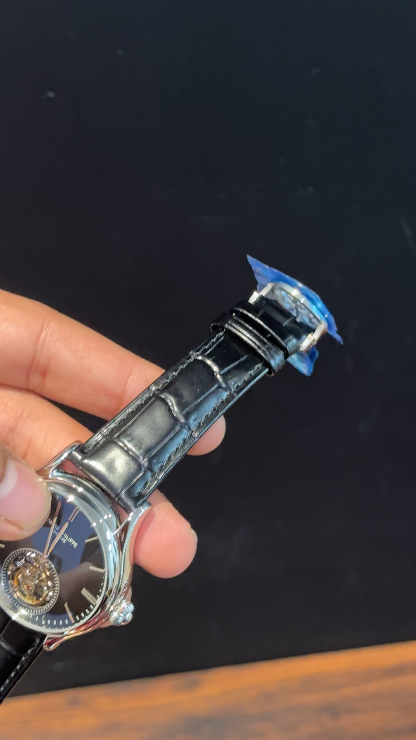 Pp Auto | Pendulum | Silver | Black Strap | Black Index Dial