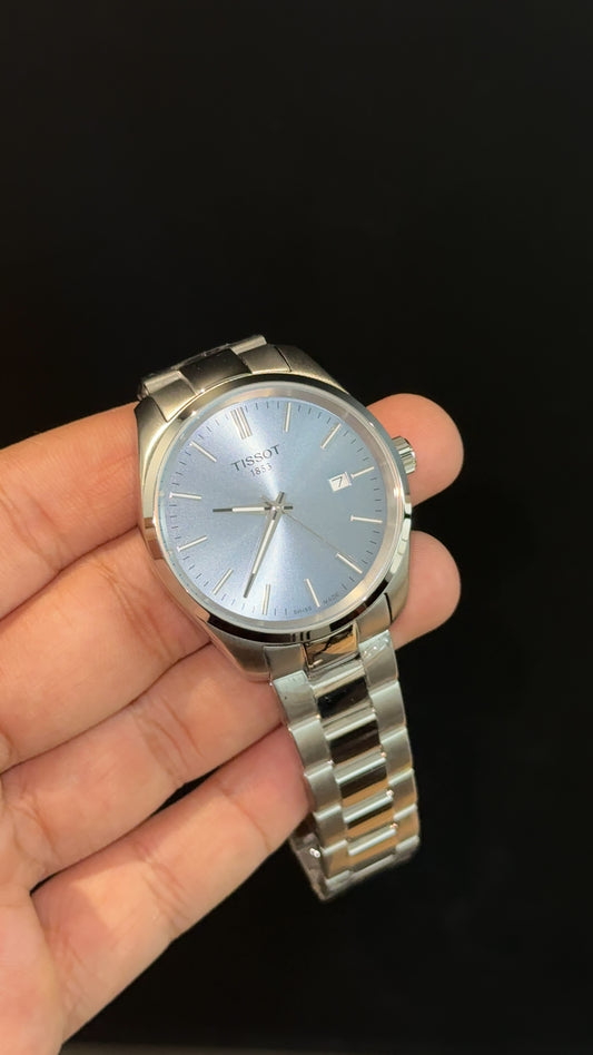 Tissot | Silver Oyester Chain | Sky Blue Dial