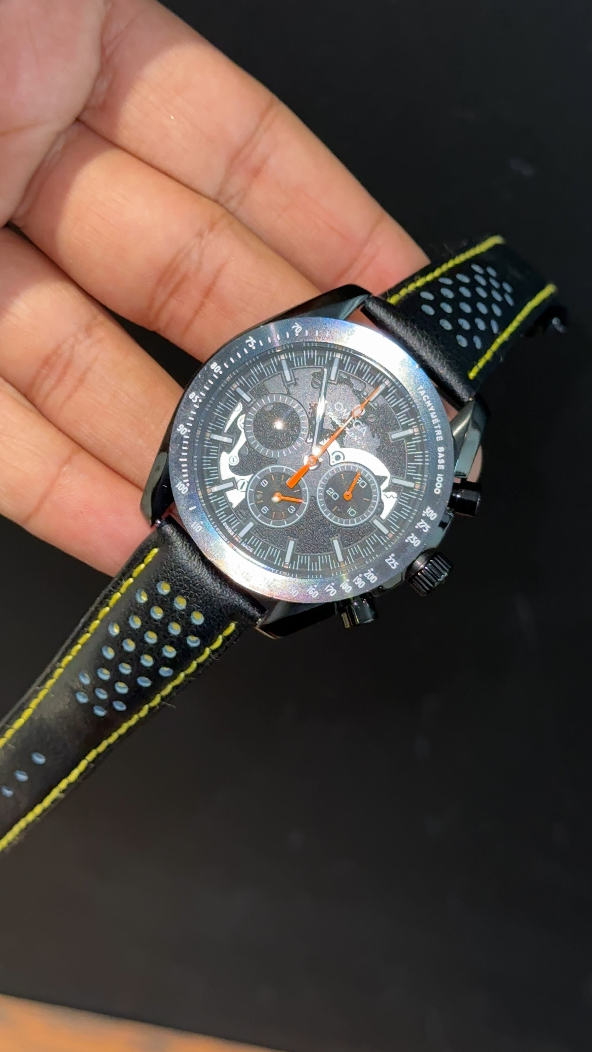 Omega Speedmaster | Black Bezel | Chrono | Black Strap | Orange Needle | Black Dial - twentyfour