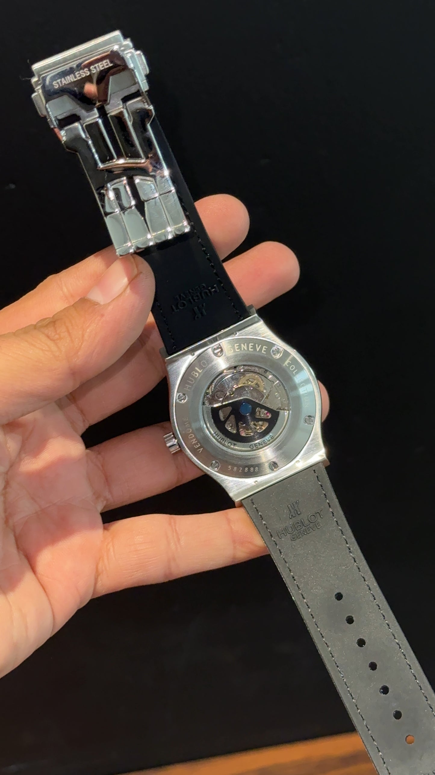 Hublot Auto | Silver Case | Blue Strap | Blueish Dial