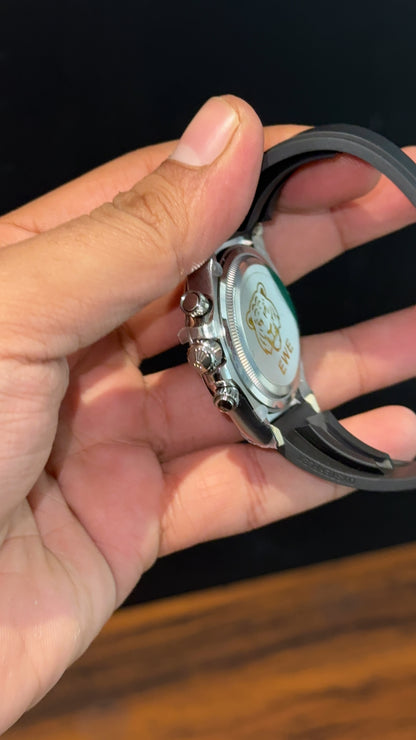 Executive Daytona | Gold | Black PVC Strap | Chrono | Gold Dial