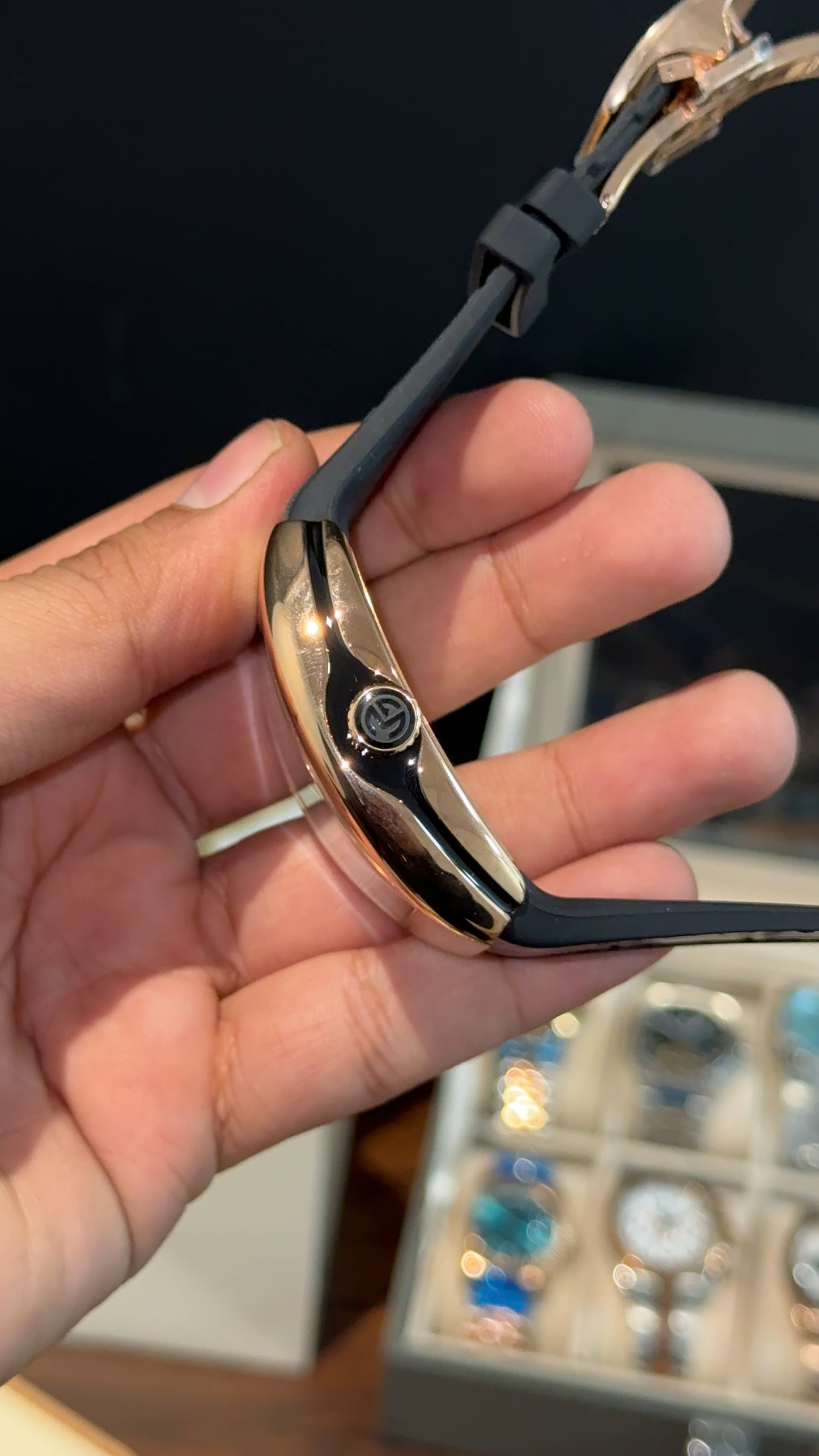 Premium Franck Muller | Vanguard Edition | Rose Case | Black Strap | All Black Dial