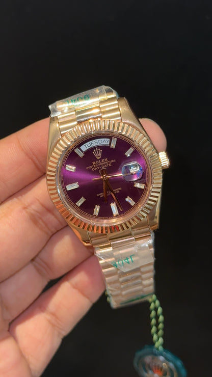 DayDate | Rose Chain | Pearl Digit | Purplish Dial