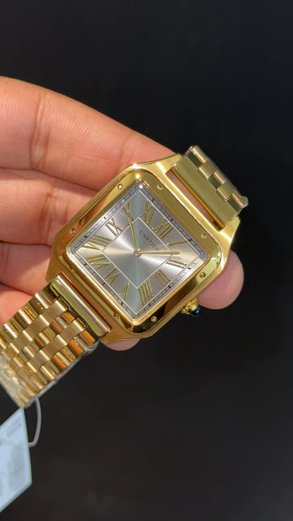 Santos De Cartier | Slim Edition | Gold Chain | Grey Dial