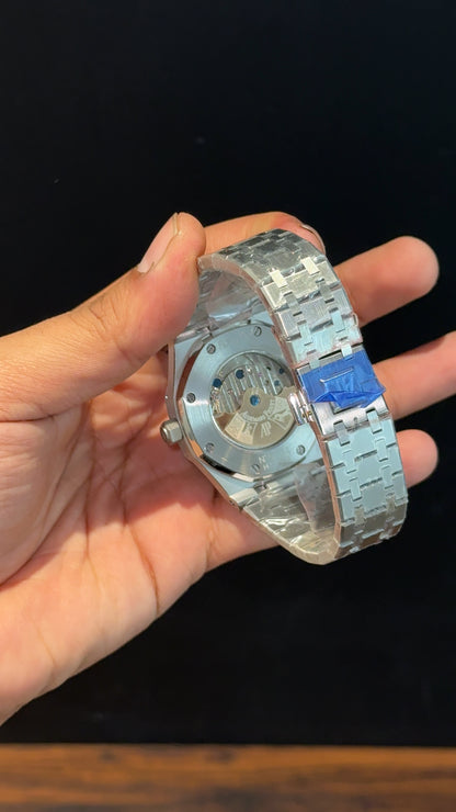 AP Auto | Silver Chain | Pendulum | Sunburst Pattern | Blue Dial