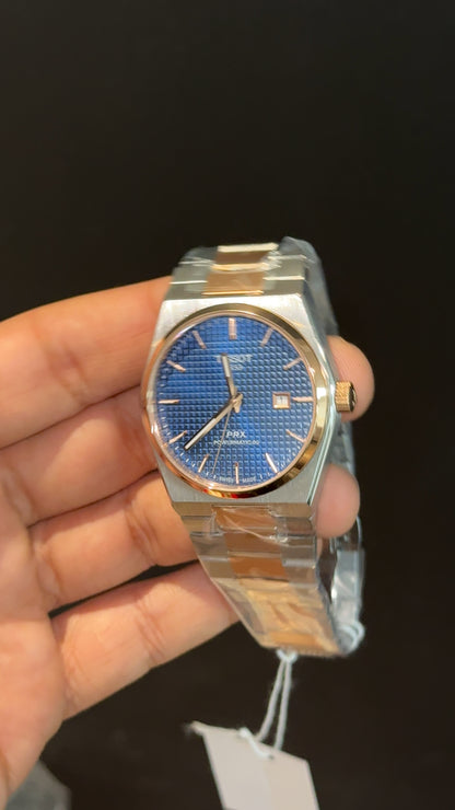 Tissot Prx | Quartz | Rose Two Tone | Blue Texture Dial - twentyfour