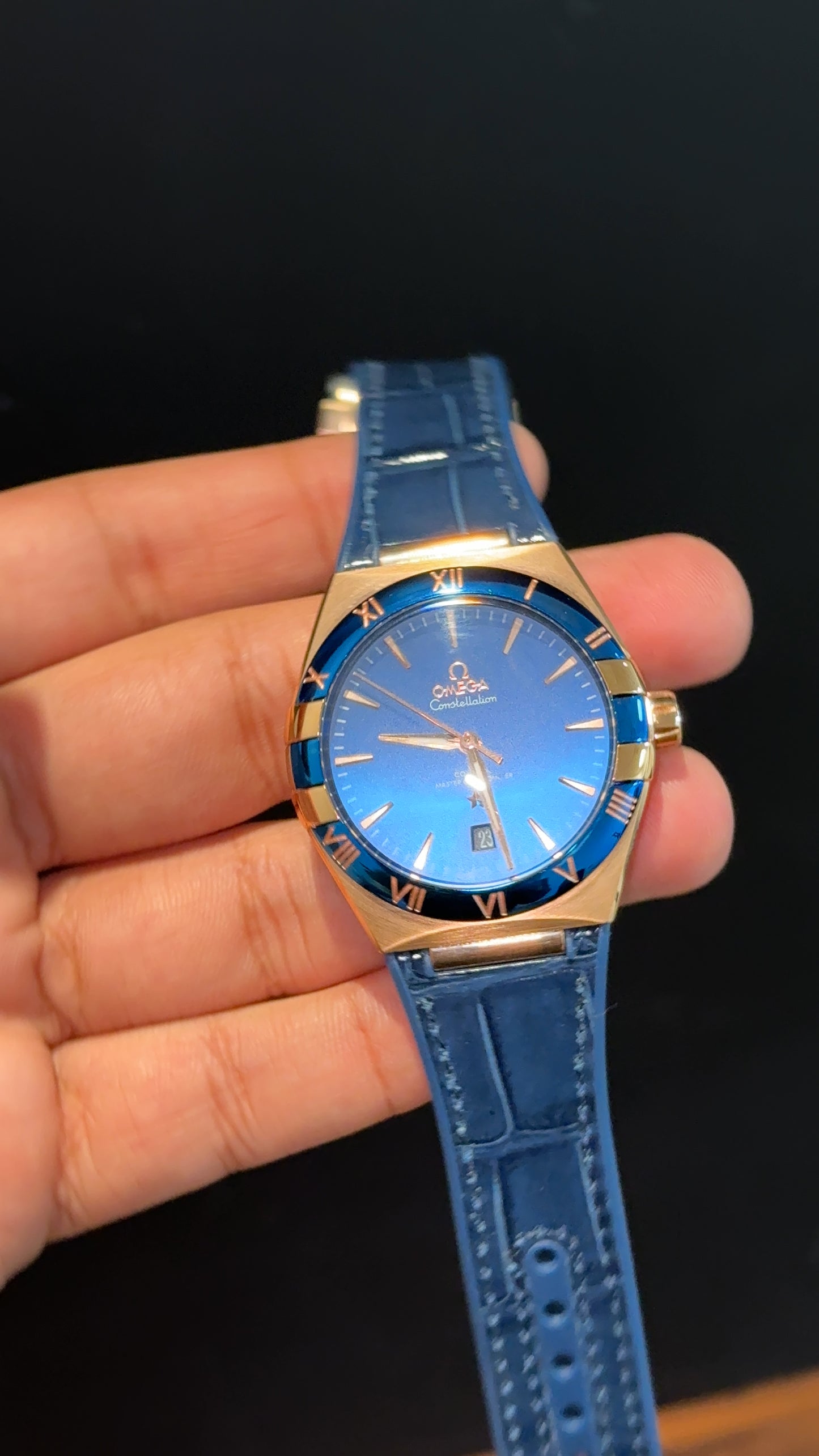 Omega Constellation | Silver Rose Case | Blue Strap | Blue Dial