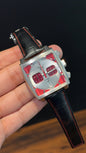 Tag Monaco | Black Leather Strap | Mehron Chrono | Red Silver Dial