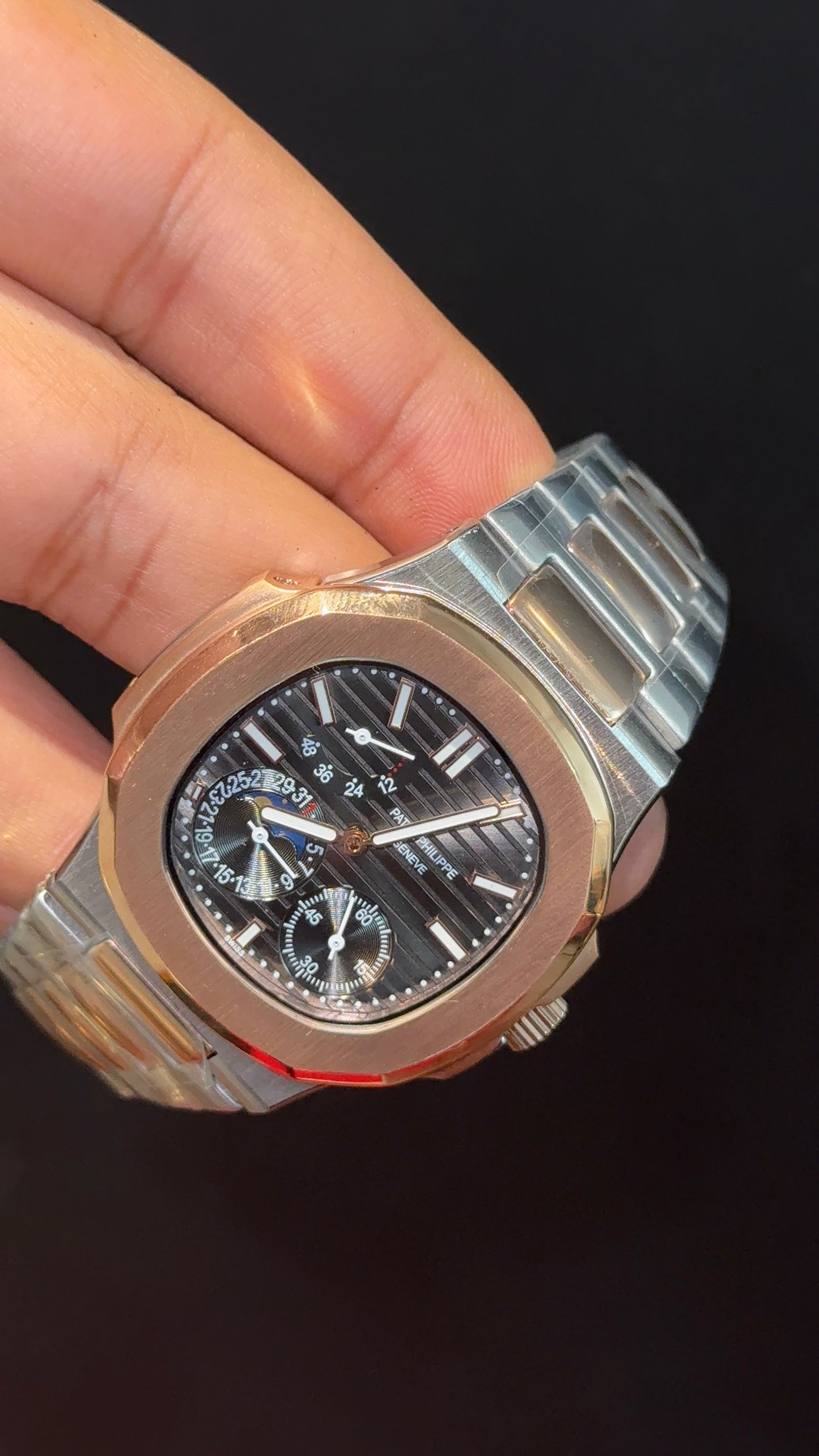 Pp Auto | Moonphase | Rose Two Tone | Sub Dark Grey Dials