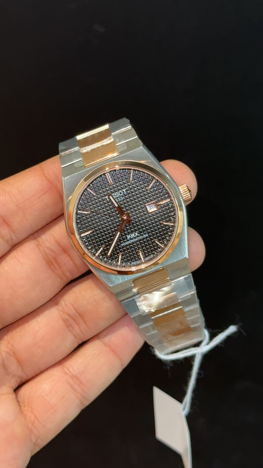 Tissot Prx | Quartz | Rose Two Tone | Black Texture Dial - twentyfour