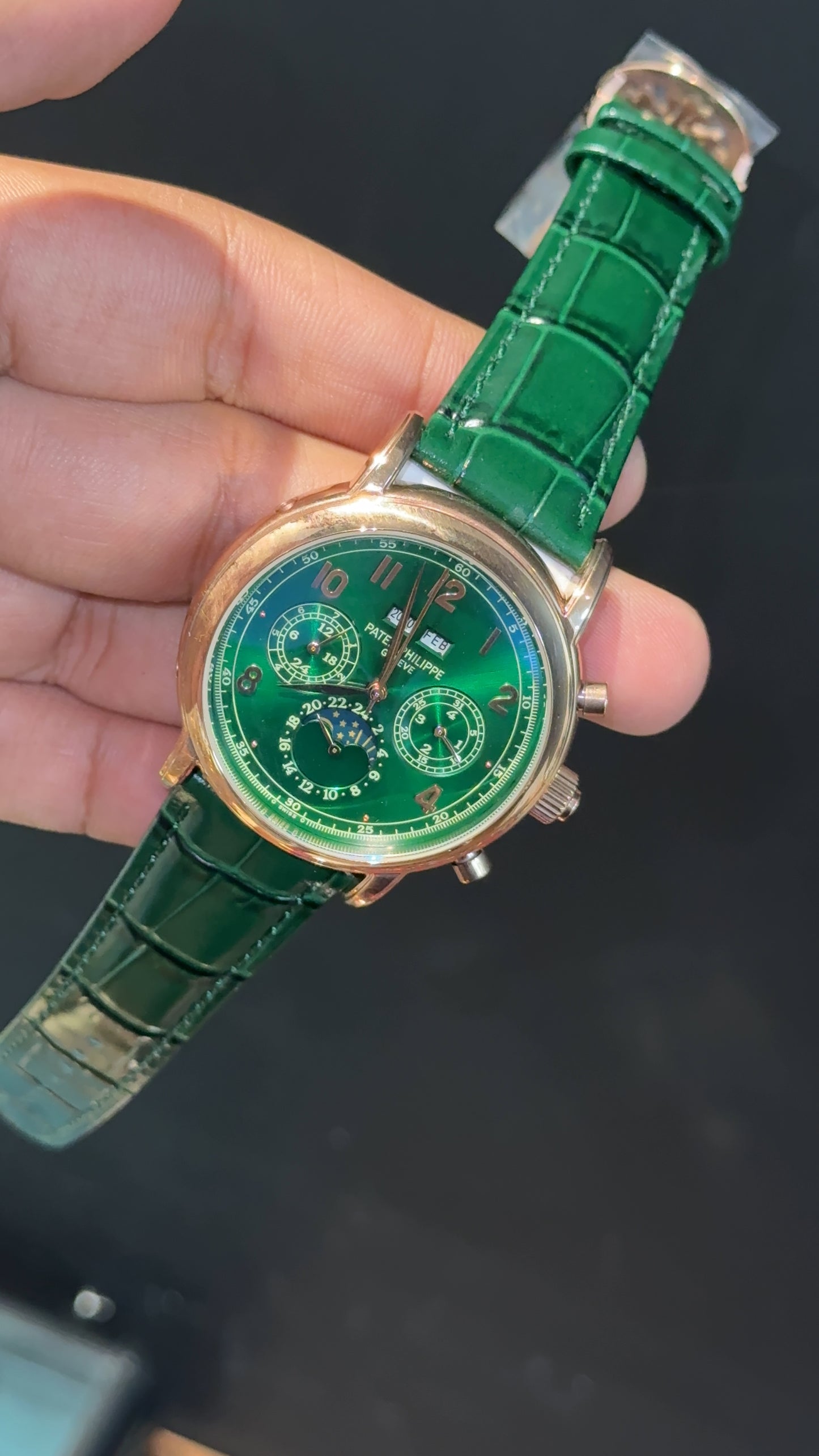 Patek Century | Auto | Rose Case | Green Dial | Green Leather Strap - twentyfour