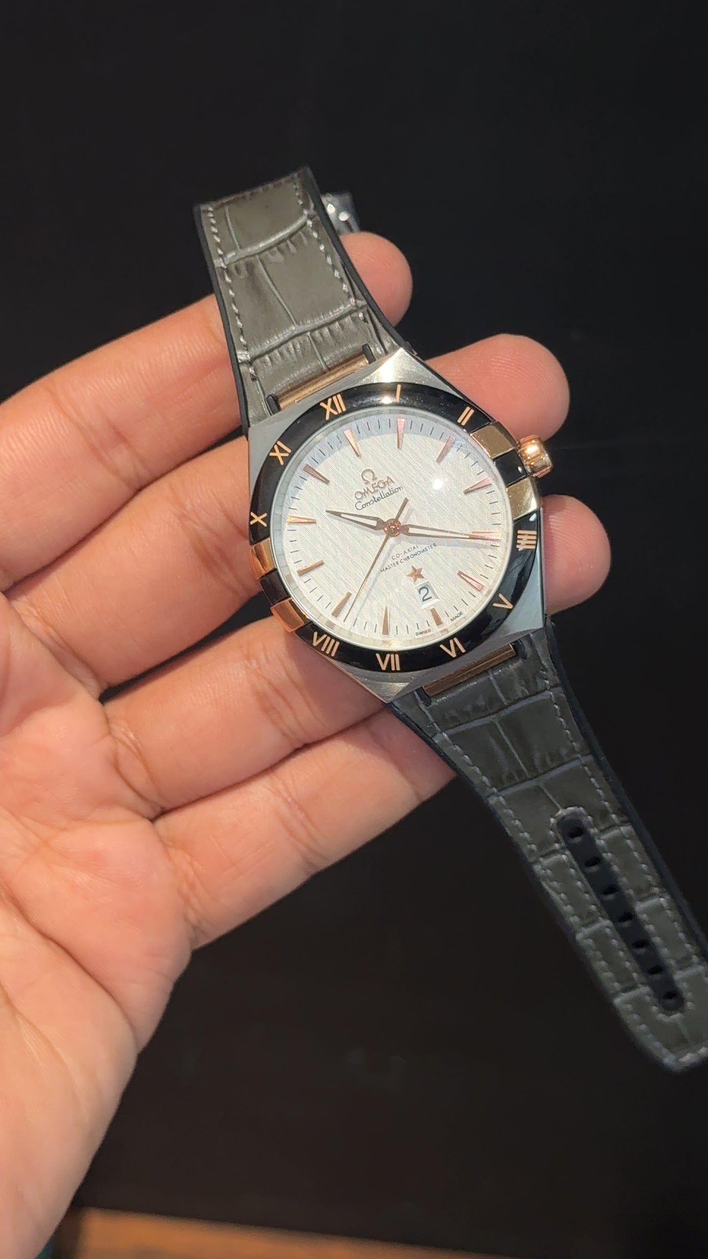 Omega Constellation | Silver Black Case | Black Strap | White Dial - twentyfour